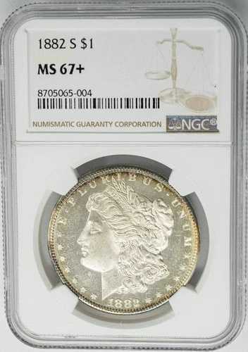 1882-S モルガン銀貨 $ MS67+ NGC 950550-16 903,100円