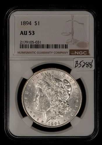 1894年 1ドル モルガン銀貨 - PQオリジナルホワイトキー日付 - NGC AU 53 - B5288 903,100円