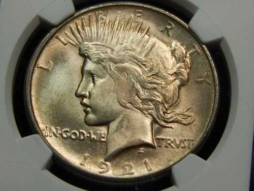 1921年 1ドル高浮き彫り平和ドル MS-64 NGC、宝石のような美しさ！素晴らしいコインです！ 903,100円