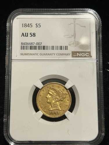 SASA 1845 $5 リバティ ゴールド Ngc Au58 903,100円