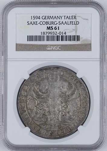 1594年 ドイツ ターラー・ザクセン・コーブルク・ザールフェルト DAV-9758 NGC MS61