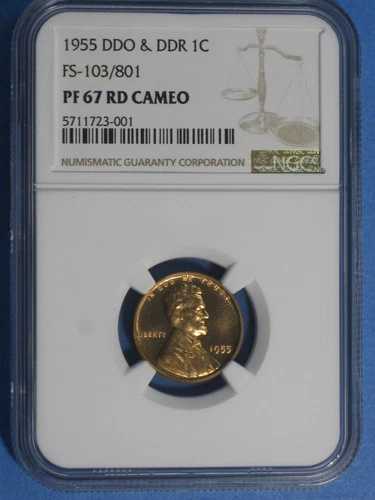 1955年 プルーフ リンカーン セント NGC PF 67 RD カメオ DDO & DDR - FS-103/801 #23-001 903,100円
