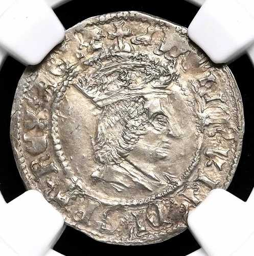 イングランド、ヘンリー7世（1485-1509年）、銀製ハーフグロート、S-2262、鮮明な肖像画、NGC MS61 903,100円