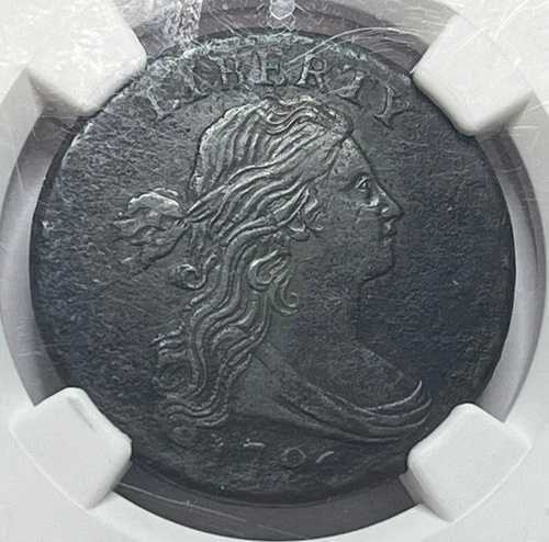 1796年 ドレープバスト ラージセント - NGC XF-詳細; 希少な初期銅ペニー 903,100円