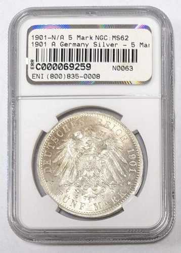 1901 A ドイツ 5 マルク・ザクセン アルテンブルク NGC MS 62 903,100円