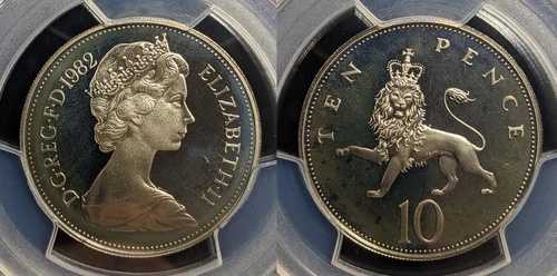イギリス 1982年 プルーフ テンペンス 10ペンス S-F2 PCGS PR68DCAM FDC UNC #3430 55,440円