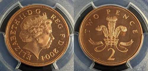 イギリス 2004年 プルーフ 2ペンス 2ペンス S-C5 PCGS PR68DCAM FDC UNC #2815