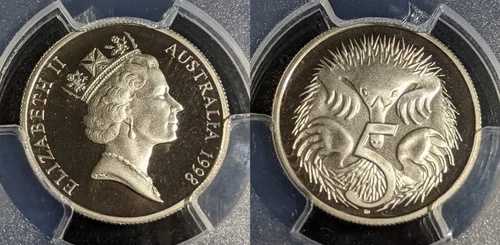 1998年 プルーフ 5セント 5セント オーストラリア PCGS PR70DCAM FDC UNC #2950