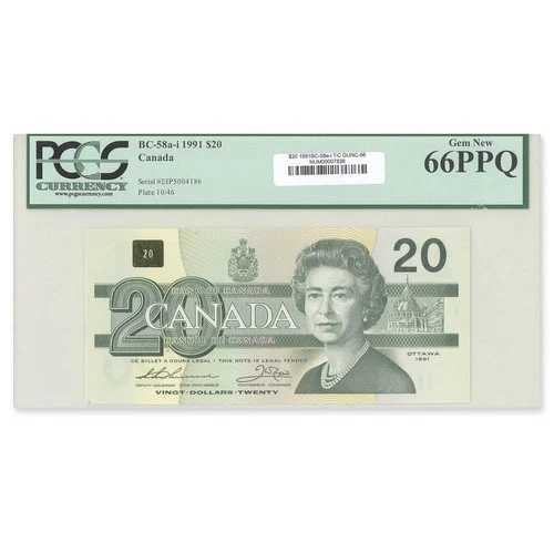 1991年 BC-58a-i ティーセン・クロウ プレフィックス EIP PCGS GUNC-66 20ドル