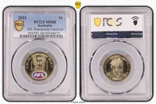 オーストラリア 2023 ALF プレミアシップ 1ドル カラーコイン PCGS MS68 #8672