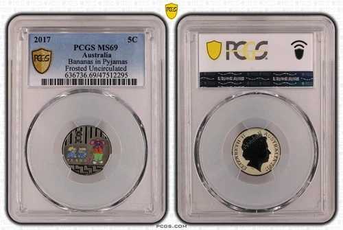 2017年 オーストラリア バナナズ・イン・パジャマ フロステッド UNC 5セントコイン PCGS MS69
