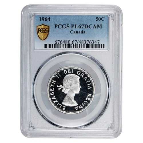 カナダ 1964年 50セント ハーフドル銀貨 - PCGS プルーフライク PL-67 DCAM