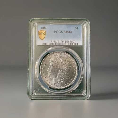1889 P シルバー モルガン ダラー MS 61、PCGS ゴールド シールド - DJ
