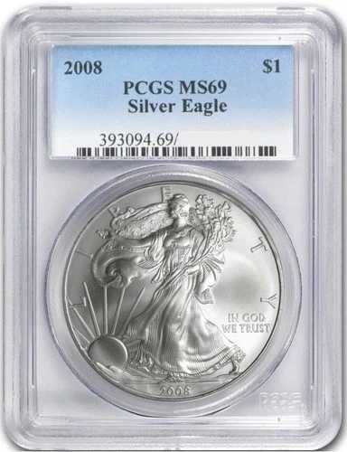 2008 シルバーイーグル PCGS MS69