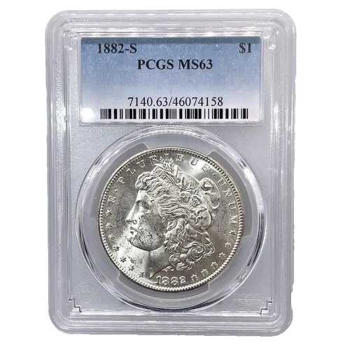 1882-S 1ドル モルガン銀貨 PCGS MS63 F