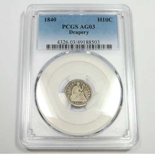 1840年 P PCGS AG3 - ドレープ - シルバー シート付き ハーフダイム H10C 米国コイン #49881A