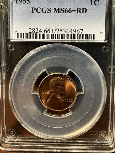 1955年リンカーンセント PCGS MS66+ RD