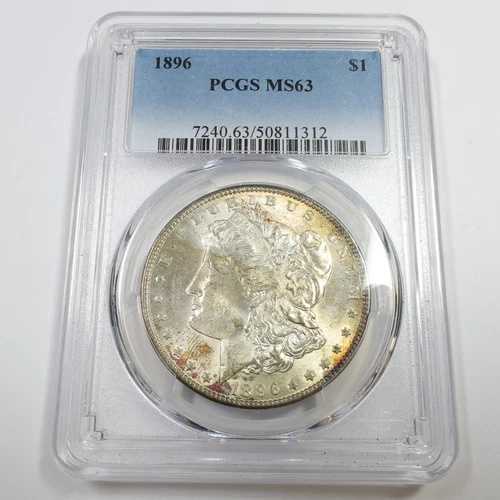 1896 P PCGS MS63 - トーンシルバーモルガンドル1ドル米国コイン #57426A