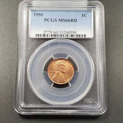 1950年 P 1セント リンカーン ウィートセント ペニーコイン PCGS MS66 RD レッド