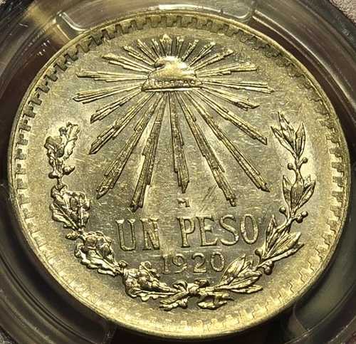 1920年-M メキシコペソ - PCGS AUコンディション！100年以上前の希少なメキシコ貨幣！