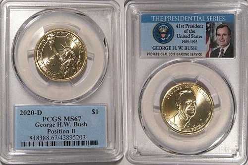 2020年 D ジョージ・H・W・ブッシュ大統領ドル PCGS MS67 ポジションB