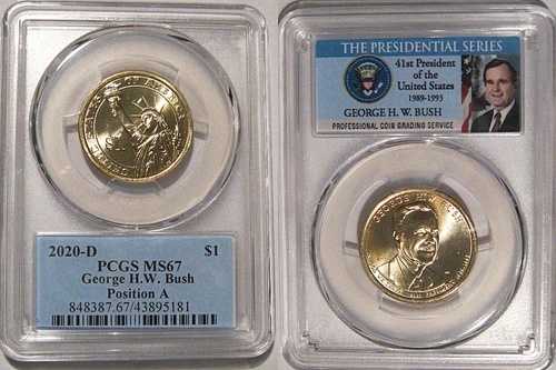 2020年 D ジョージ・H・W・ブッシュ大統領ドル PCGS MS67 ポジションA