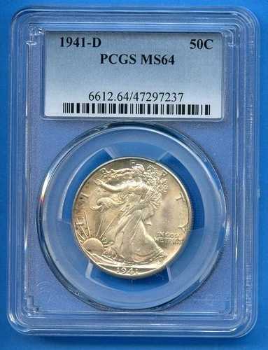 1941 D PCGS MS64 ウォーキング・リバティ・シルバー・ハーフドル 50セント 米国造幣局 1941-D MS-64