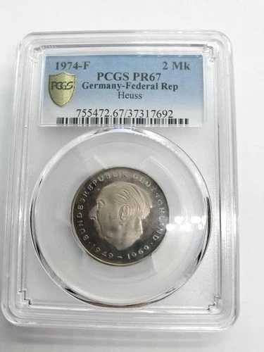 Pcgs Pr67 1974-F 西ドイツ 2マルク プルーフ銀貨 ホイス