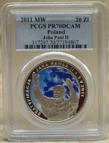 ポーランド 2011 20ズウォティク PCGS PR 70 DCAM ヨハネ・パウロ2世列福記念 銀貨 28g