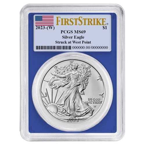2023年 (W) $1 1オンス アメリカン シルバー イーグル PCGS MS69 FS フラッグラベル ブルーフレーム