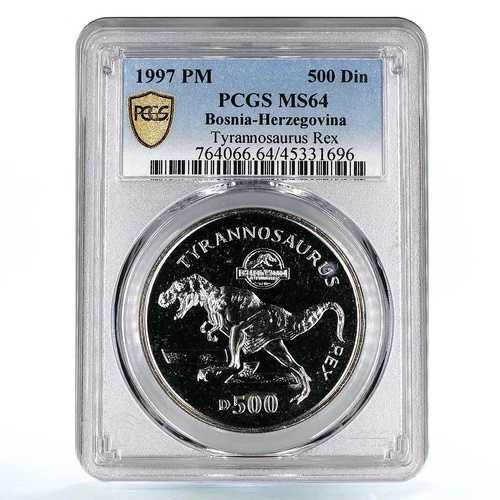 ボスニア ヘルツェゴビナ 500 ディナラ ティラノサウルス レックス MS64 PCGS CuNi コイン 1997