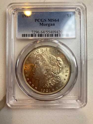 ??1921年 モルガン銀貨 PCGS MS64 素晴らしい色調 ????