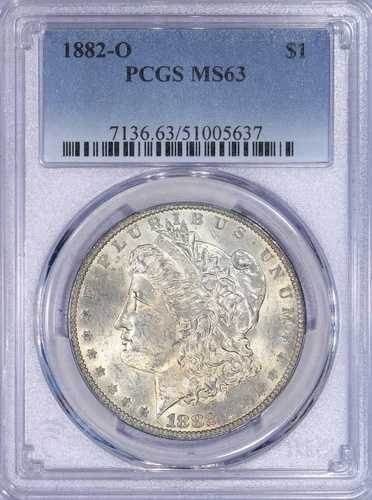 1882-O モーガン シルバー ダラー $1 PCGS MS63 - 美しいオリジナル コイン!