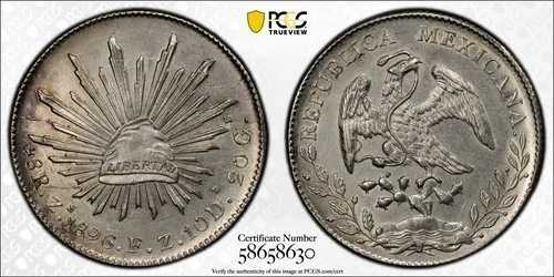 1896-ZS FZ メキシコ 8 レアル - 8R PCGS AU 詳細 - PCGS ゴールドシールド - お手頃価格!