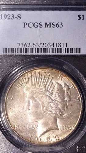 1923-S サンフランシスコ・ピース銀貨 $1 PCGS MS63 (811)