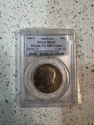 1983-P ケネディ ハーフダラー PCGS MS63 ? 5% オフセンターミントエラー