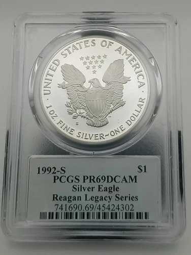 1992年 S シルバーイーグルドル PCGS PR69DCAM - レーガンレガシーシリーズ #0585