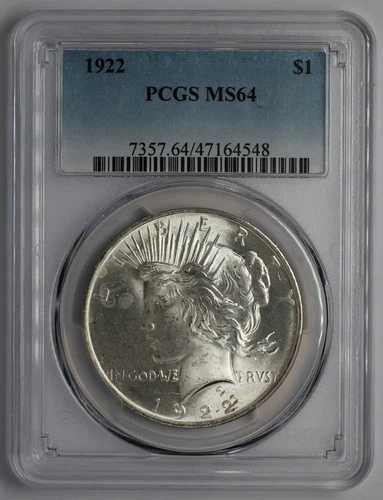 1922年 ピースシルバードル PCGS MS64