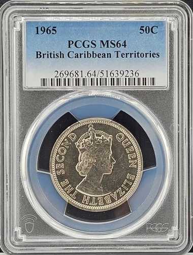 1965 年 イギリス領東カリブ海地域 50 セント PCGS MS64 | わずか 100,000 枚しか鋳造されません! 45,540円