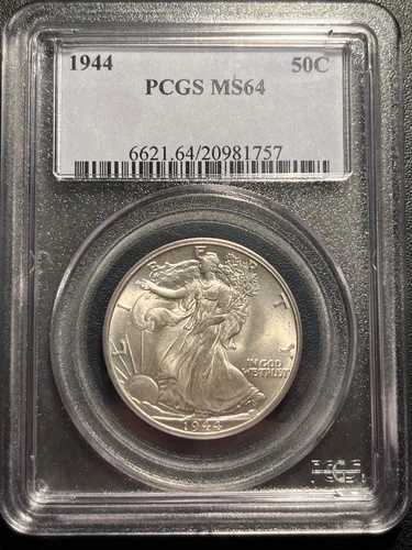 1944年 ウォーキング・リバティ シルバー ハーフドル 50セント PCGS MS 64 シャープストライク ブライトホワイト