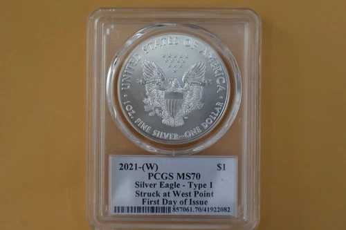 2021-(W) アメリカン シルバー イーグル T1 PCGS MS70 トーマス クリーブランド FDI