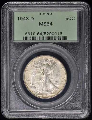 1943-D 50セントウォーキングリバティハーフダラー PCGS MS64