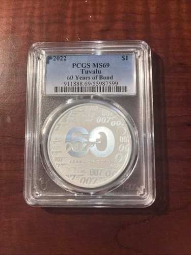 2022年 ツバル 1オンス シルバー ジェームズ・ボンド 60周年 PCGS MS69 ブルーラベル