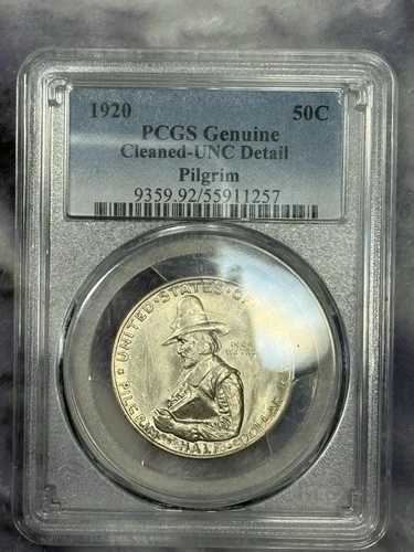1920年 米国ピルグリム記念 50セント pcgs 未確認詳細（クリーニング済み）