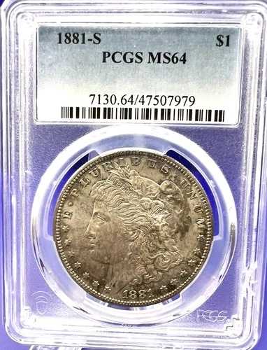 MS64 グレード 1881 -S PCGS モルガン銀貨 トーン わずかな虹彩