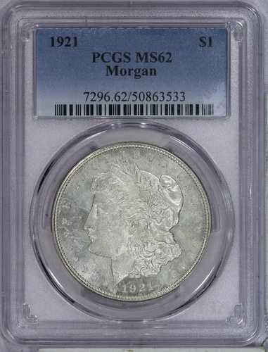 1921 年 モーガン シルバー ダラー $1 PCGS MS62 - セミ PL! 45,540円