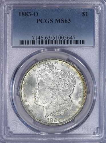 1883-O モーガン シルバー ダラー $1 PCGS MS63 - 新品のロールからの美しさ、新品ホルダー!