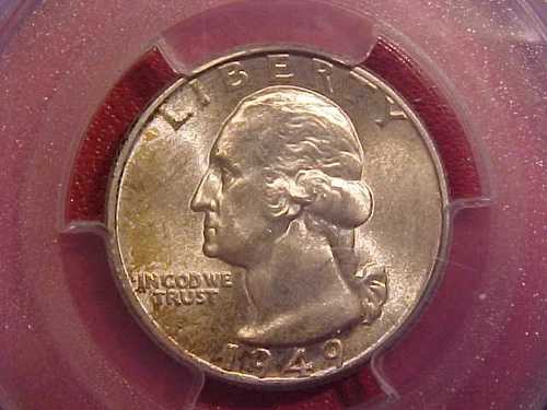 1949年 D ワシントン クォーター - ライトトーン - PCGS MS66 - 写真をご覧ください! - (G1183)