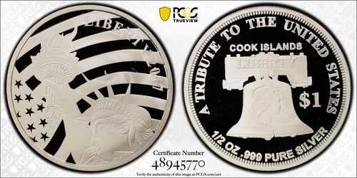 2017年 クック諸島 1ドル リバティ銀貨 Km# 2568 PCGS PR70 DCAM