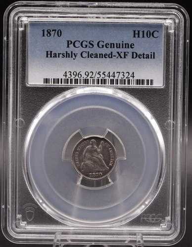 1870年製 自由の女神像半ダイム ? PCGS XF ディテール ? 強力クリーニング済み